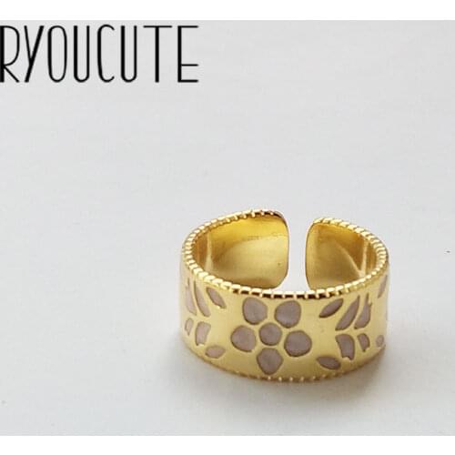 Bohemian Ethnic Silver Color Golden Flower Rings for Women Bridal Wedding Vintage Open Finger Rings Christmas Gifts