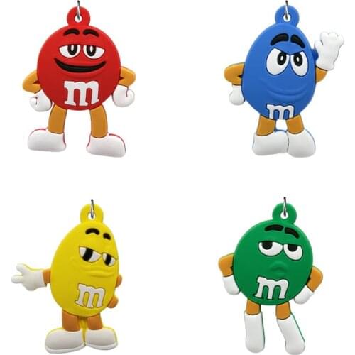 1PCS PVC new arrival Pendants colorful Bean cartoon figure charms funny pattern Hanging neck trinket Fit Key chain & Necklace