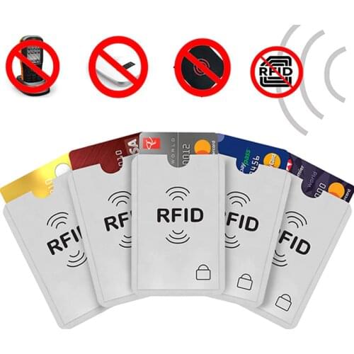 Anti RFID Card Holder NFC Blocking Sleeve Aluminium Foil ID Business Credit Cards Case Cover Silver Wallet Theft Protection