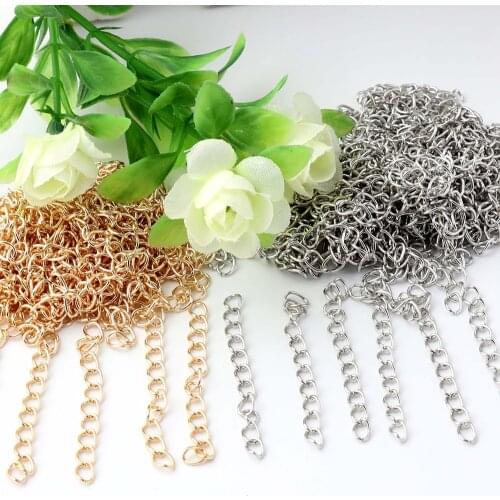 50pcs Gold Long Open Link Ring Extended Extension Necklace Chains Tail Extender For DIY Jewelry Making Findings Earring Bracelet