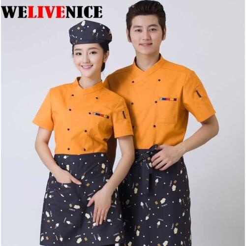Hotel restaurant kitchen short sleeve colorfast and shrink resistant chef uniform cook jacket with
