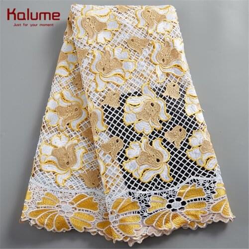 Kalume Design African Cord Lace Fabric Bicolor Nigerian Cord Lace Fabric High Quality Guipure Cord Lace For Sew Dress F2469