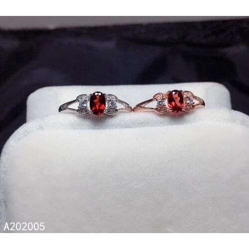 KJJEAXCMY fine jewelry 925 sterling silver inlaid natural Garnet new Female adjustable ring trendy Support test with box