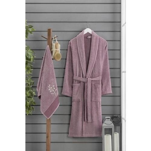 Forev 2'li Robe and Towel Set-Damson L-Xl Size