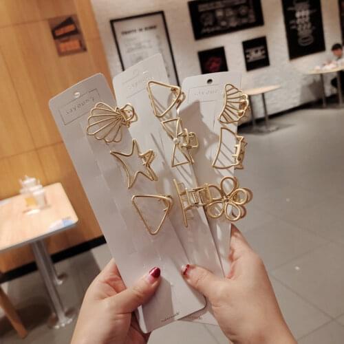 Korean Cute Cartoon Hair clips Fashion Metal Shark Clip Hollow Hair Card
