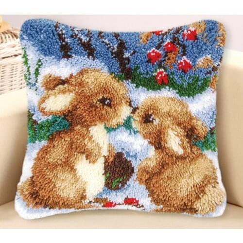 Horse Rabbit Latch Hook Pillow Knooppakket Klink Haak Kleed Bloemen DIY Cartoon Animals Latch Hook Kit Foamiran for Flowers Gift