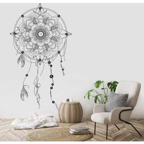 Dream Catcher Vinyl Wall sticker Feather For Bedroom wall decal Kids Room decor Art Mandala Home mural HJ546