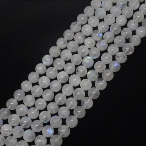 Mini. order is $7! 8 mm Natural Moonstone Flash of Blue light A+ Round Loose Beads 15"