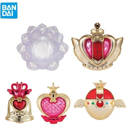 Bandai Sailor Moon Gashapon Transfiguration Mini Makeup Mirror Japanese Anime Figure Collections Kids Toys PVC Model Dolls Gifts