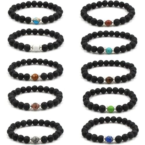 Buddha Bless Lose Weight Chakra Bracelet Black Lava Healing Balance Beads Reiki Buddha Prayer Natural Stone Bracelet For Women