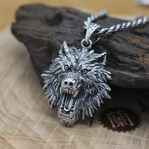 NEW 100% 925 Silver Wolf Head Pendant Vintage Sterling POWER WOLF Pendant Man Jewelry Necklace Pendant PUNK Jewelry
