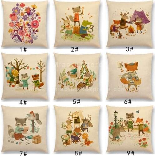 New Forest Animals Happy Daily Life Squirrel Fox Deer Good Friends Party Fairy Cartoon Tales Cushion Cover Sofa Pillow Case
