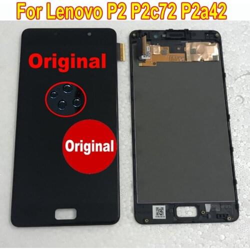 Original New AMOLED LCD For Lenovo Vibe P2 P2a42 P2c72 Display Touch Screen Digitizer Assembly with Frame Glass Sensor Pantalla