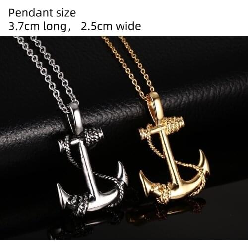 New Necklace 2020 Anchor Pendant Necklace Men Vintage Stainless Steel Alloy Necklaces Personality Hip Hop Goth Jewelry