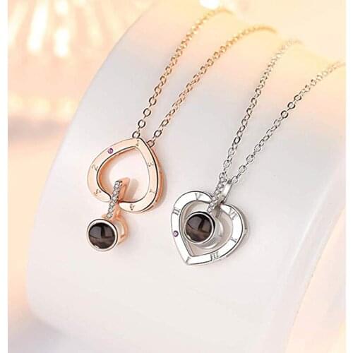 I Love You Necklace 100 Languages Heart Love Necklace Love Memory Projection Pendant Necklace for Women Gifts for Mothers Day