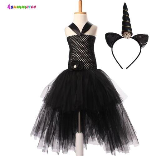 Unicorn Girls Tutu Dress with Headband Baby Kids Tulle Dress Children Girls Ball Gown for Halloween Clothing Flower Party Dress