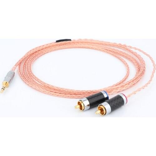 Preffair Hifi Purity Silver Plated 2RCA Audio Cable To 3.5mm Plug Audio Video Hifi Cable Black Carbon Fibre Gold Plated RCA