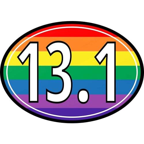Rainbow Runner 13.1 Half Marathon Sticker - LGBT - Pride Flag Run Car Sticker Windshield Bumper Motorcycle Helmet Decal