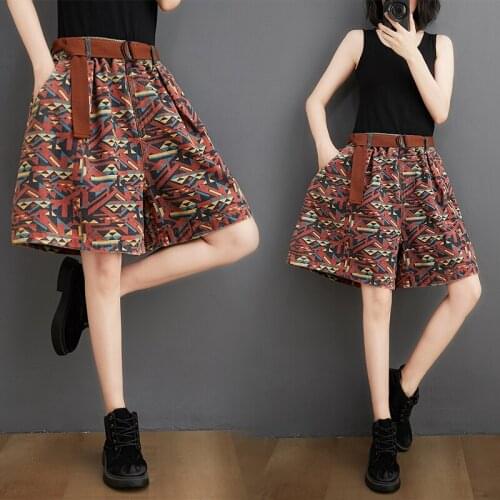 Plus Size Denim Shorts Women Summer Casual Vintage Floral Print Baggy Wide Leg Jeans Distressed Streetwear Short Haren Pants