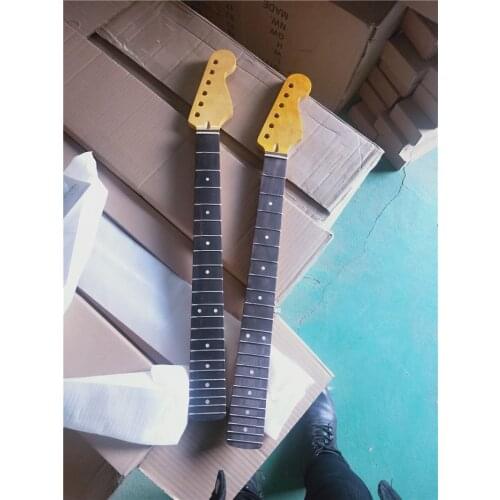 S6 Yellow Guitar Neck 22 Fret 25.5 Inch Rosewood Fretboard Dot Inlay DIY Guitar S6