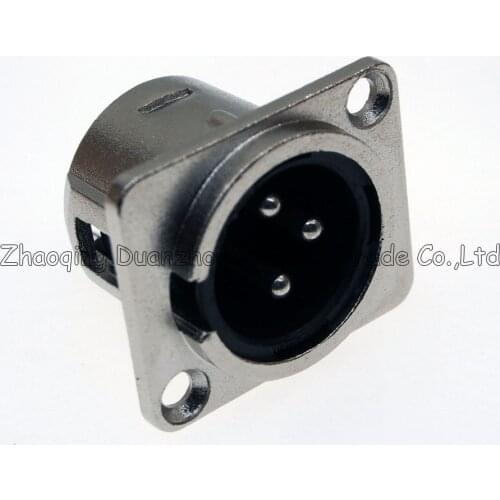 Silvery Metal Audio MIC Connector XLR 3 Pin Male Chassis Mount type plug,CANON Panel installation socket