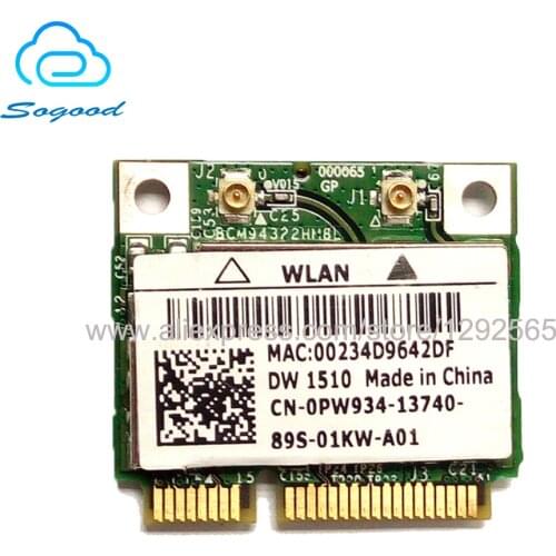 Broadcom BCM94322HM8L DW1510 Dual Band 2.4G+5G 300M half mini pci-e 802.11a/n/g/b network card for Dell Acer Asus Toshiba laptop