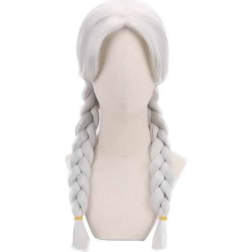 Mexico Day of The Dead Coco Cosplay 21" White Synthetic Hair 2x Twist Braids Wigs for Women Party Heat Resistant
