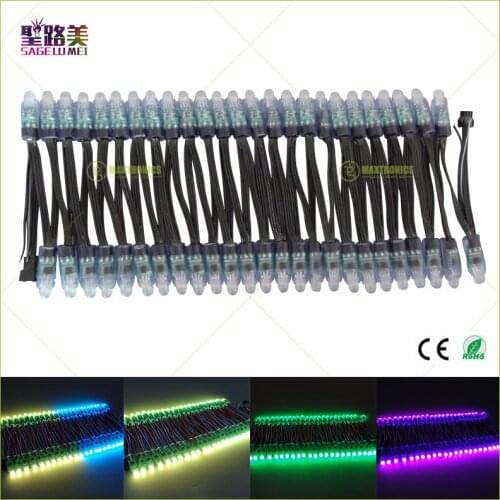100pcs DC5V/DC12V WS2811 IC 12mmRGB Led Module String black wire LED Pixel Light Digital Full Color Waterproof IP68 Super bright