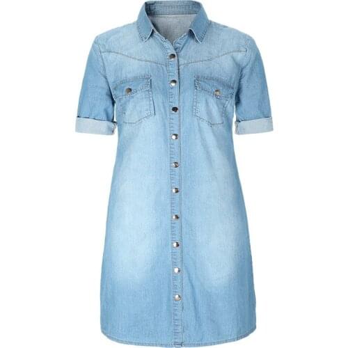 Europe and The United States Hot Products Loose Large Size Medium Long Womens Shirt Denim Shirt
