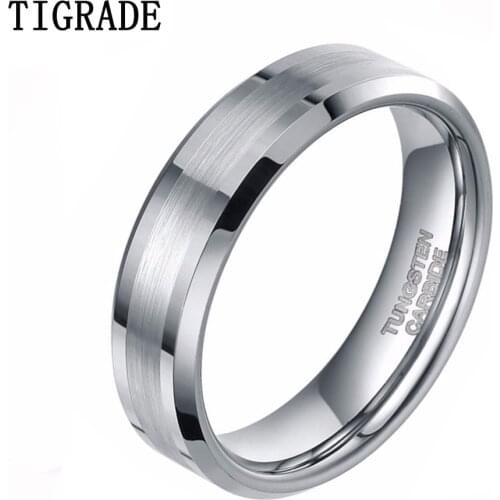 TIGRADE Fashion 6/8MM High Polish Man Rings Brushed Tungsten Carbide Ring Simple Classic Wedding Band Engagement Ring