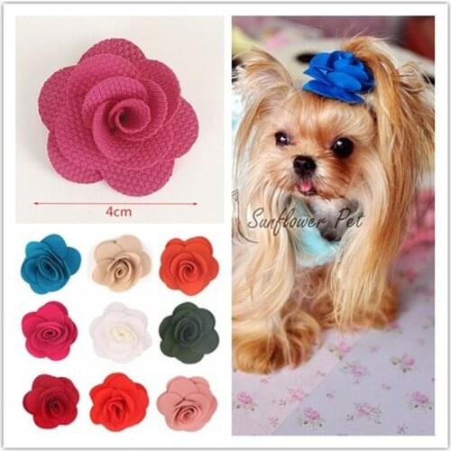 Dog Grooming Clip Pet Dog Fabric flower corn grain stereo rose flower Hairpin 50pcs/lot