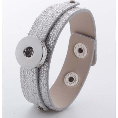 Bling Bling PU leather 266 Charm Bracelet 10 Colors For Women DIY 18mm Snap Button Jewelry Watches One Direction