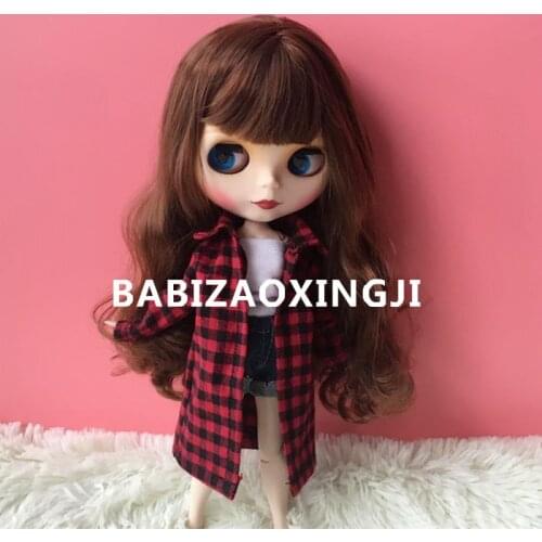 1/6 bjd blyth doll clothes Doll Accessories Fashion plaid shirt for 30cm blyth clothing 30cm doll accessory clothes for barbie