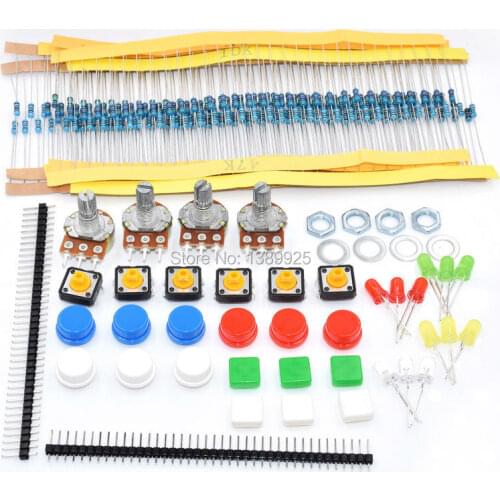 1 sets Handy Portable Resistor Kit For ar-duino Starter Kit UNO R3 LED potentiometer tact switch pin header