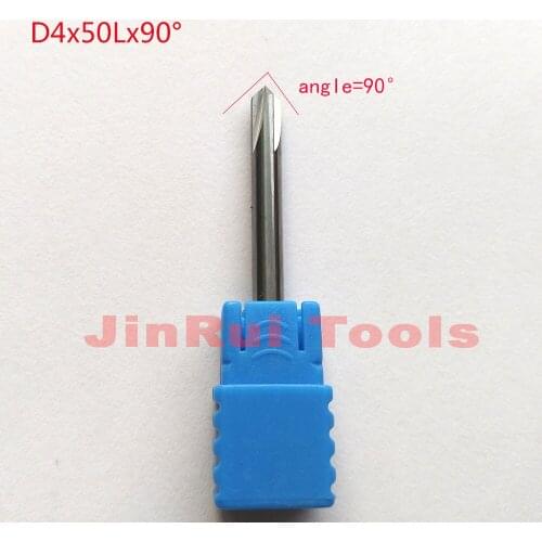 1pc D4*50L*90Degree 4mm HRC50 4 Flutes solid carbide milling cutters Chamfer cutter route bits for Aluminum knife tools
