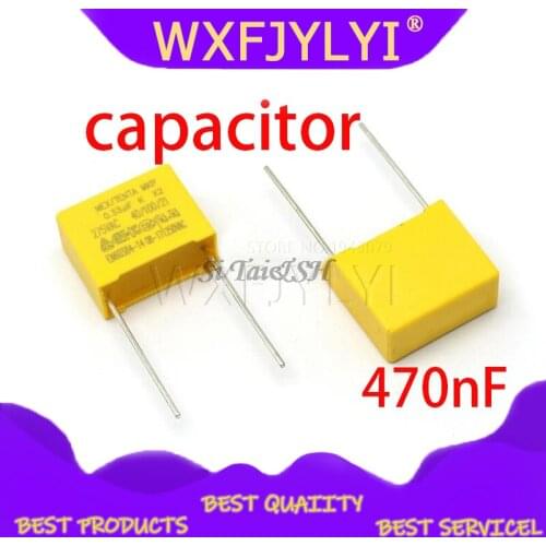10pcs 470nF capacitor X2 capacitor 275VAC Pitch 15mm X2 Polypropylene film capacitor 0.47uF