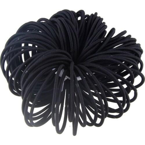 100pcs Women Black Color Elastic Rubber Band Girls Hair Accessories Rope Elastic Hair Ties For Black Hair Ties