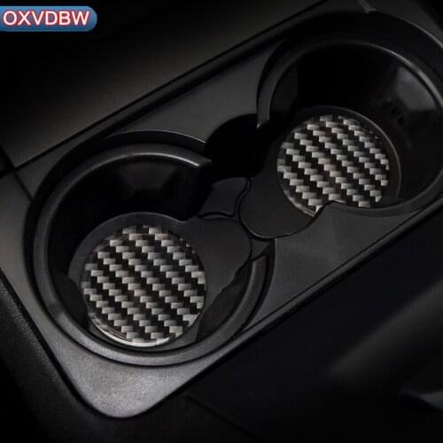 2PCS Auto accessories Interior Carbon Fiber Cup Hoder Decor Car Stickers Storage Mat Cover Styling For land rover discovery 4HSE
