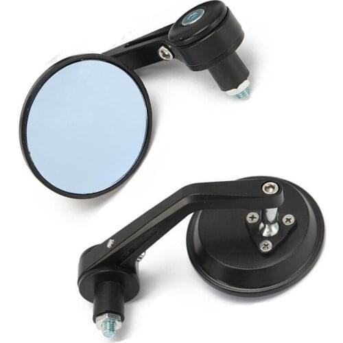 2PCS MOTORCYCLE 3" Round 7/8" HANDLE BAR END MIRRORS for Cafe Racer Bobber BMW Clamp
