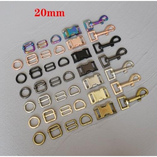 20mm 20 Pieces Metal Adjustable D Ring Snap Hook Belt Buckle For Backpacks shoes Bag Leash Dog Collar Buckles DIY Accessories