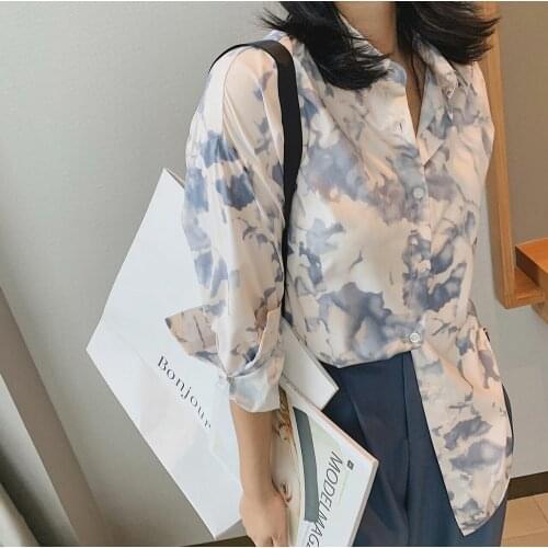 2021 Women Floral Printed Plaid Shirts And Blouses Za Woman Tops Clothing Oversize Long Sleeve Tee Fashion Cardigan Tunics White