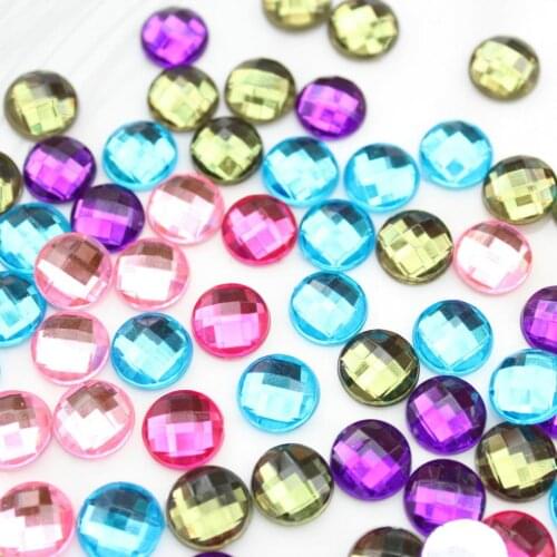 800pcs Faceted Rhinestones, 10mm round Acrylic mix color Cabochons foiled flatback decoden