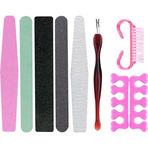 9 Pcs/Lot Double Side Sandpaper Nail File Sanding Buffer Block Nail Files Grinding Polishing Manicure Tools