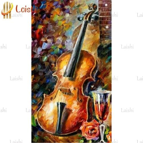 Diamond Painting Cross Stitch 5D round Rhinestone Mosaic home Decoration stickers full Square Diamond Embroidery Graffiti violin