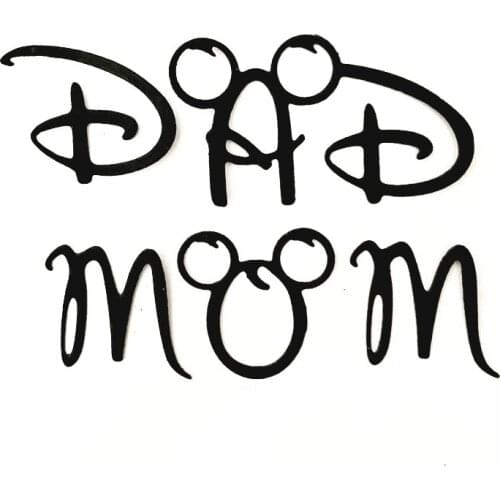 English word dad mom with mouse head Metal Cutting Dies Scrapbooking DIY Album Paper Card Craft Embossing Stencil Decoration