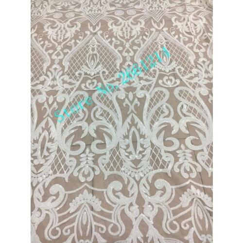White color sequins lace fabric Embroidery designs super quality african tulle french lace fabric