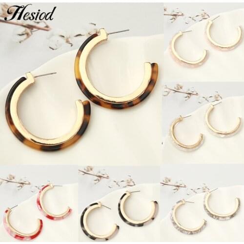 4cm Marble Veins Big Acrylic Earrings For Women 2021 New Jewelry Leopard Statement Half Circle Geometric Hoop Earrings Wholesale