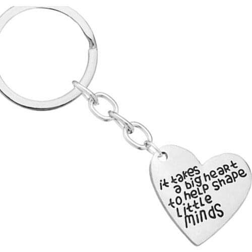 It takes a big heart to help shape little minds Key chains message reminder Key rings msg reminds car Key Finder keychains gift