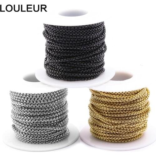 10Yards/lot 2 2.5 3mm Gold Gun Black Steel Color Stainless Steel Rolo Chain Bulk Necklace Chain For Jewelry Making Supplies