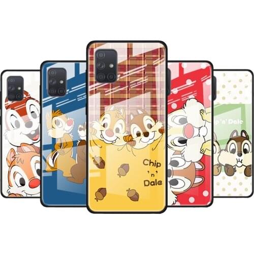 Disney Chip 'n' Dale for Samsung Galaxy S21 Ultra A71 A51 4G 5G A91 A81 A41 A31 A21 A11 A01 Tempered Glass Phone Case